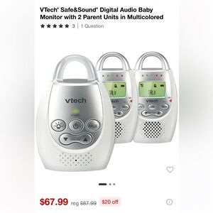 VTech Digital Audio Baby Monitor with Silver and White Design *No Batteries*